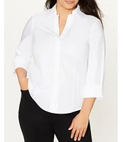 Investments Plus Size Taylor Gold Label Non-Iron 3/4 Sleeve Button Front Shirt