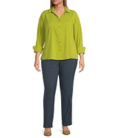Investments Plus Side the PARK AVE fit Stretch Front Pocketed Tummy Control Straight Leg Pants