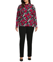 Investments Plus Size Holly Vines Knit Long Sleeve Turtleneck Top