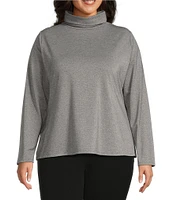 Investments Plus Size Metallic Knit Long Sleeve Turtle Neck Top