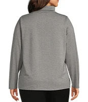 Investments Plus Size Metallic Knit Long Sleeve Turtle Neck Top