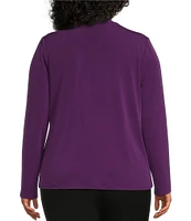 Investments Plus Size Knit Long Sleeve Twist Neck Top