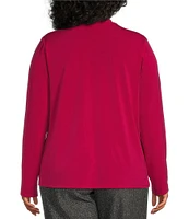 Investments Plus Size Knit Long Sleeve Twist Neck Top