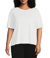Investments Plus Size Knit Short Sleeve Ballet Neck Top