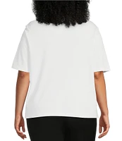 Investments Plus Size Knit Short Sleeve Ballet Neck Top
