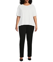 Investments Plus Size Knit Short Sleeve Ballet Neck Top