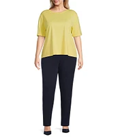 Investments Plus Size Knit Short Sleeve Ballet Neck Top