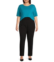 Investments Plus Size Knit Short Sleeve Ballet Neck Top