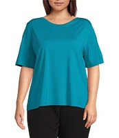 Investments Plus Size Knit Short Sleeve Ballet Neck Top