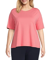 Investments Plus Size Knit Short Sleeve Ballet Neck Top