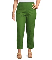 Investments Plus Size Pull-On Linen Blend Straight Leg Ankle Pants