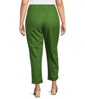 Investments Plus Size Pull-On Linen Blend Straight Leg Ankle Pants