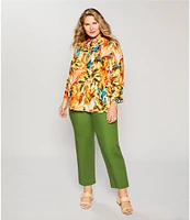 Investments Plus Size Pull-On Linen Blend Straight Leg Ankle Pants