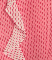 Investments Plus Size Riley Woven Strawberry Pink Dash Border Cascading Ruffle V-Neck 3/4 Sleeve Top