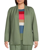 Investments Plus Size Signature Ponte Long Sleeve Open-Front Coordinating Jacket