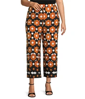 Investments Plus Size Soft Separates Dark Honeycomb Border Elastic Waist Coordinating Pull-On Crop Pants