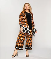 Investments Plus Size Soft Separates Dark Honeycomb Border Elastic Waist Coordinating Pull-On Crop Pants