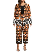 Investments Plus Size Soft Separates Light Honeycomb Border Long Sleeve Coordinating Topper