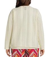 Investments Plus Size Soft Separates Mulit-Way Long Sleeve Crochet Coordinating Topper