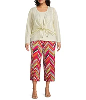 Investments Plus Size Soft Separates Mulit-Way Long Sleeve Crochet Coordinating Topper