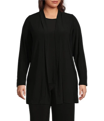 Investments Plus Size Soft Separates Long Sleeve Open Front Side Slit Jacket