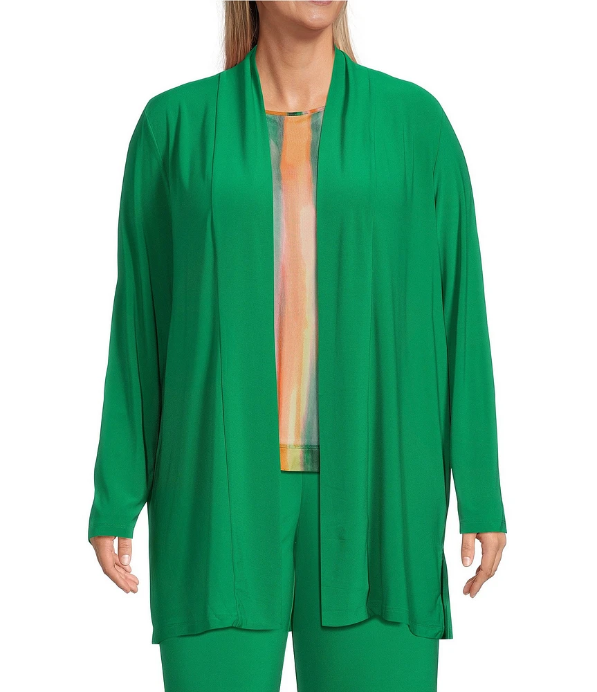 Investments Plus Size Soft Separates Long Sleeve Side Slit Open-Front Coordinating Cardigan