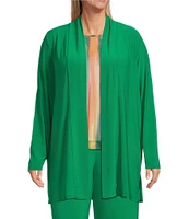 Investments Plus Size Soft Separates Long Sleeve Side Slit Open-Front Coordinating Cardigan