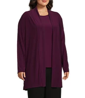 Investments Plus Size Soft Separates Long Sleeve Side Slit Open Front Coordinating Cardigan