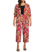 Investments Plus Size Soft Separates Multi Broken Chevron Elastic Waist Coordinating Pull-On Crop Pants