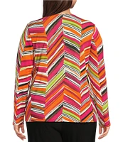 Investments Plus Size Soft Separates Multi Broken Chevron Long Sleeve Coordinating Topper