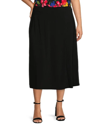 Investments Plus Size Soft Separates Paneled Pull-On Midi Skirt