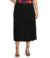 Investments Plus Size Soft Separates Paneled Pull-On Midi Skirt