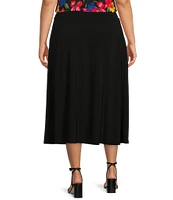 Investments Plus Size Soft Separates Paneled Pull-On Midi Skirt