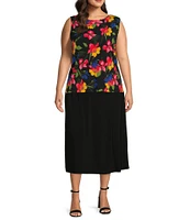 Investments Plus Size Soft Separates Paneled Pull-On Midi Skirt