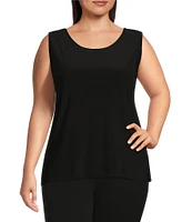 Investments Plus Size Soft Separates Reversible Crew to Scoop Neck Sleeveless Top