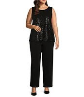 Investments Plus Size Soft Separates Sequin Crew Neck Tank Top