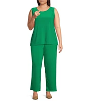 Investments Plus Size Soft Separates Wide Leg Elastic Waist Mid Rise Coordinating Pull-On Pants