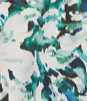 Investments Plus Size Taylor Gold Label Non-Iron Blue Green Blur 3/4 Sleeve Button Front Shirt