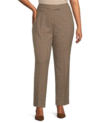 Investments Plus Size the 5TH AVE fit Straight Leg Tummy Control Check Pants