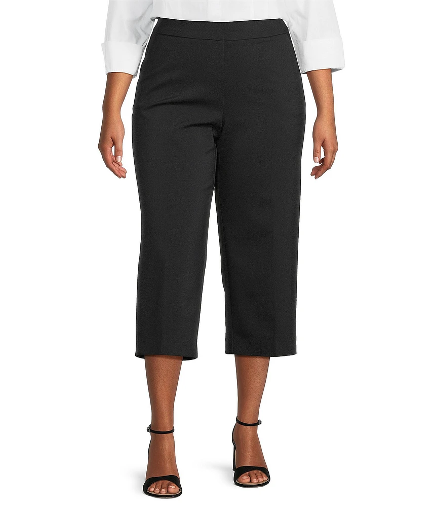 Investments Plus Size the PARK AVE fit Elite Stretch Pull-On Wide Leg Crop Pants