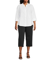 Investments Plus Size the PARK AVE fit Elite Stretch Pull-On Wide Leg Crop Pants