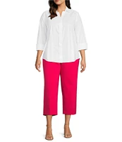 Investments Plus Size the PARK AVE fit Elite Stretch Pull-On Wide Leg Crop Pants