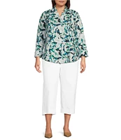 Investments Plus Size the PARK AVE fit Elite Stretch Pull-On Wide Leg Crop Pants
