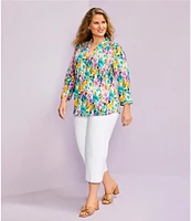 Investments Plus Size the PARK AVE fit Elite Stretch Pull-On Wide Leg Crop Pants