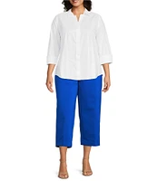 Investments Plus Size the PARK AVE fit Elite Stretch Pull-On Wide Leg Crop Pants