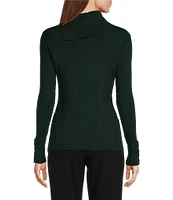 Investments Ribbed Long Sleeve Envelope Button Neck Sweater