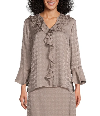 Investments Riley Woven Cascading Ruffle V-Neck Long Sleeve Top