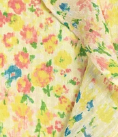 Investments Riley Woven Sunshine Clustered Buds Cascading Ruffle V-Neck 3/4 Sleeve Top