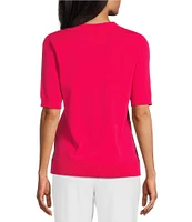 Investments Short Sleeve V-Neck Shirt Collar Top
