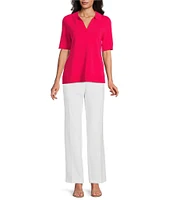 Investments Short Sleeve V-Neck Shirt Collar Top